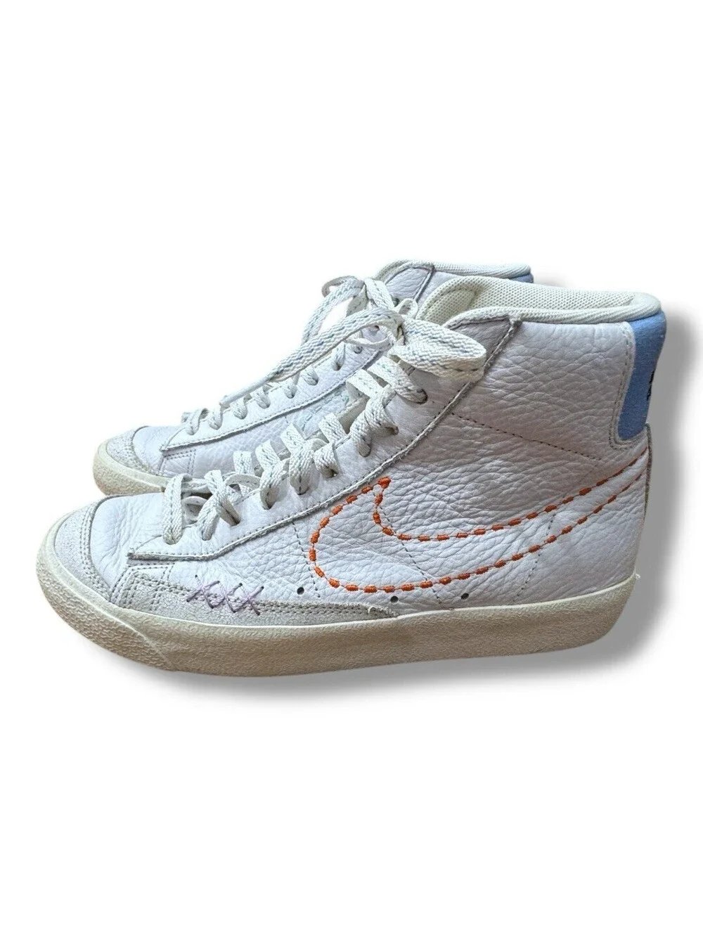 Nike Blazer Mid 77 White Orange Lilac Fashion Shoe DX2350-100 Women’s Size 7.5
